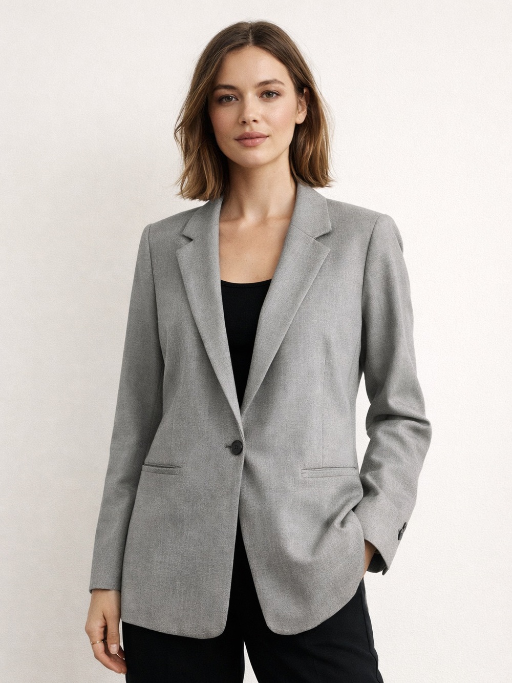HUGO Gray Agada Blazer Jacket Relaxed Fit Size 4